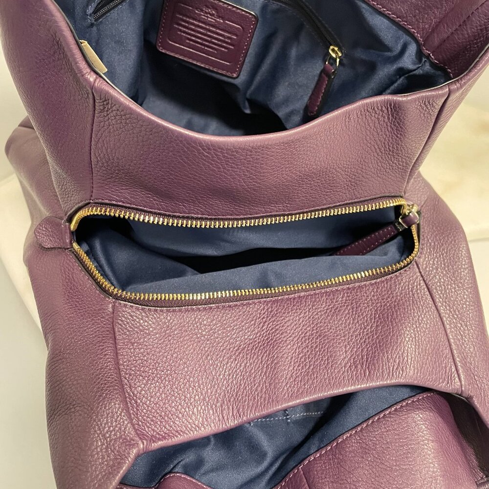 VGUC Coach Madison Phoebe Plum Leather Triple Compartment Shoulder Bag - Picture 4 of 15